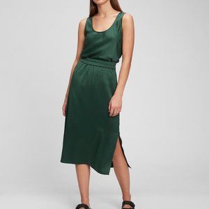 Gap Pull-On Satin Midi Skirt - Essex Green